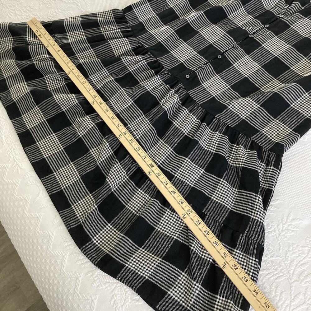 NWT LOFT Women's Plaid Puff Sleeve Swing Dress Drop waist Black Size 14 - Picture 5 of 13